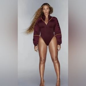 IVY PARK Adidas Beyonce BODYSUIT Maroon/Solar orange Track Top XS